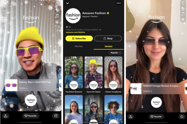 亚马逊时尚与Snap公司合作，让购物者使用AR技术来试戴数千款各式眼镜